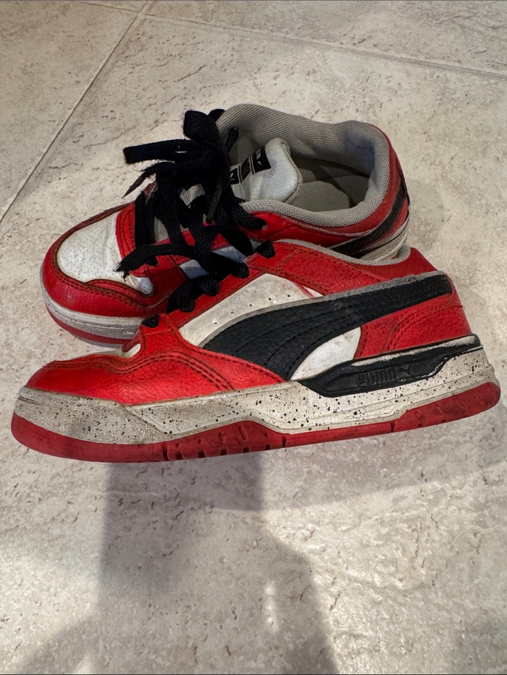 Puma Kids Red, Black and White Low-Top Sneakers